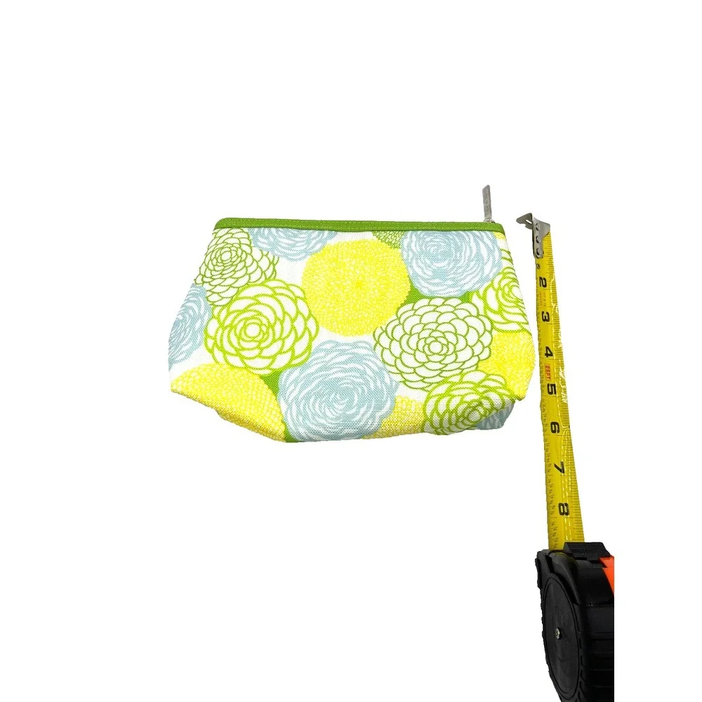 Clinique‎ Floral Cosmetic Makeup Travel Bag Yellow Blue Green 7x10x1 - Set of 15